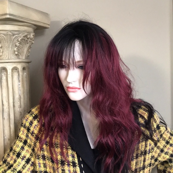 STUNNING OMBRÉ  DARK TO COOL RED LAYER WITH BANG - Picture 5 of 11